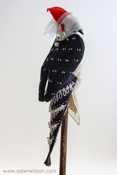 Woodpecker sculpture detail